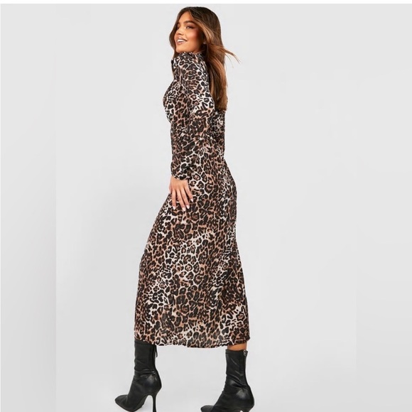 NWT LEOPARD PRINT DRESS MIDI 8/M - Picture 3 of 9